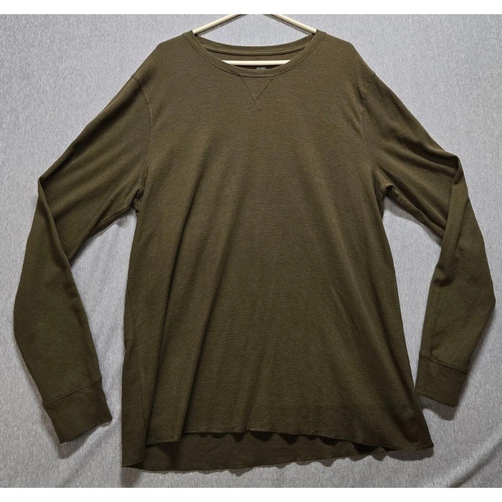 Abound LS Shirt Mens 2XL Olive Green Thermal Knit Minimalist Vibes Streetwear
